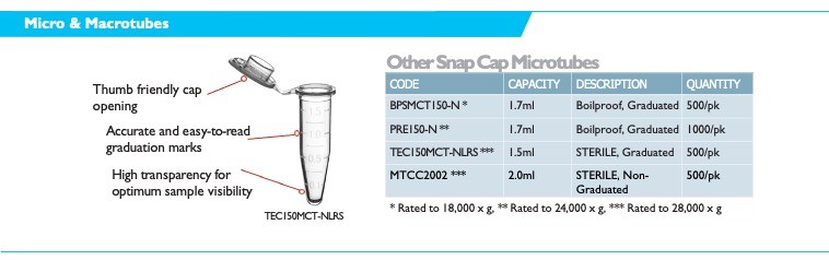 Other Snap Cap Microtubes